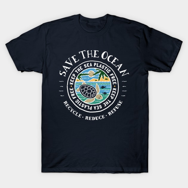 Save The Ocean Keep The Sea Plastic Free Turtle T-Shirt by bangtees